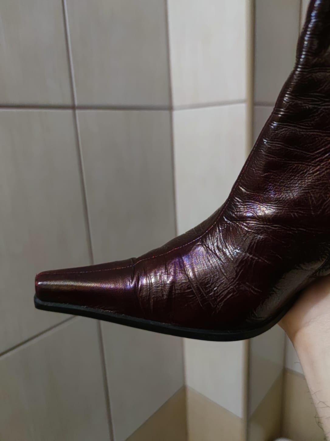 Buty damskie 38 botki Neri skórzane skóra czerwone burgundowe burgund