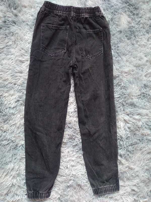 Spodnie czarne jeans wysoki stan 34