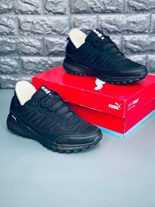 мужские зимние кроссовки puma черные непромокаемые кросовки пума