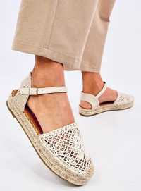 Sandałki Ażurowe Espadryle Premat Beige