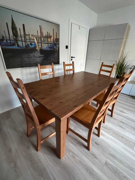 Stół IKEA + 6 krzeseł lite drewno