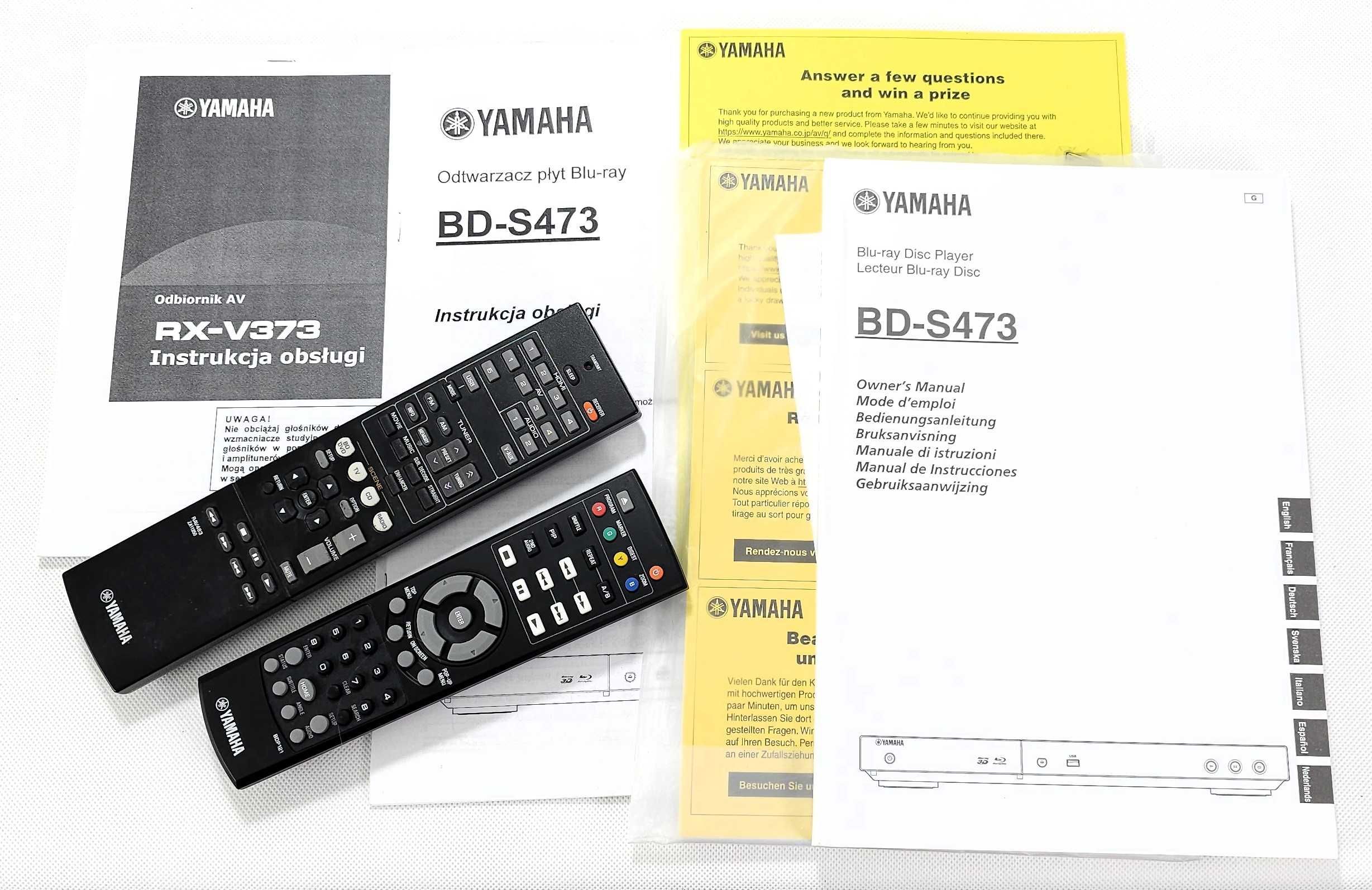 Kino domowe - zestaw: Yamaha RX-V373, Yamaha BD-S473, Prism Onyx 100
