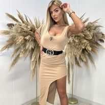 Wyprzedaż! Sukienka asymetryczna Paparazzi Fashion beżowa