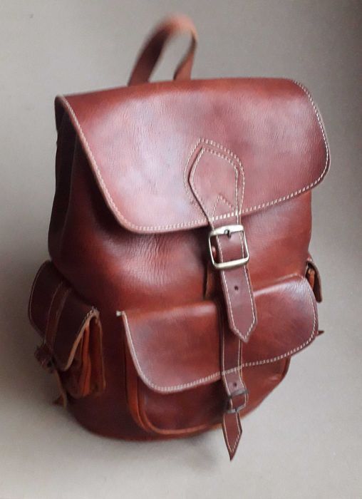Рюкзак колоніальний стиль, руда натур шкіра, unisex - 35х34х15 см.