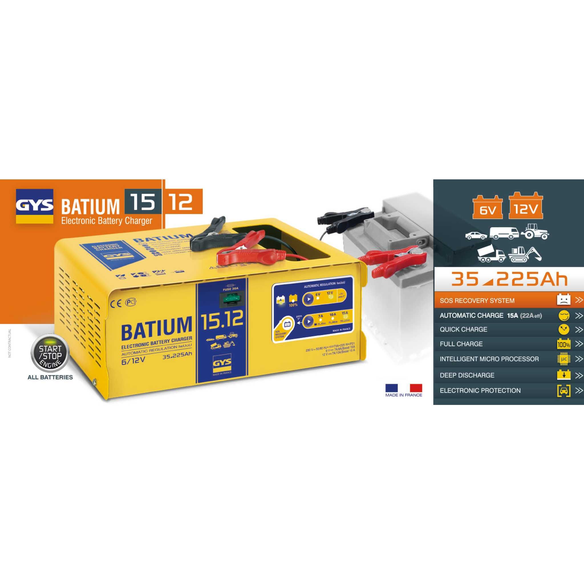 Carregador de baterias automático 6/12V GYS Batium 15.12