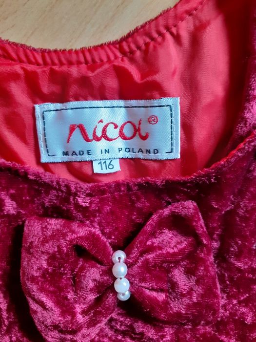 Piękna sukienka 110/116 wizytowa, galowa, welurowa bordowa