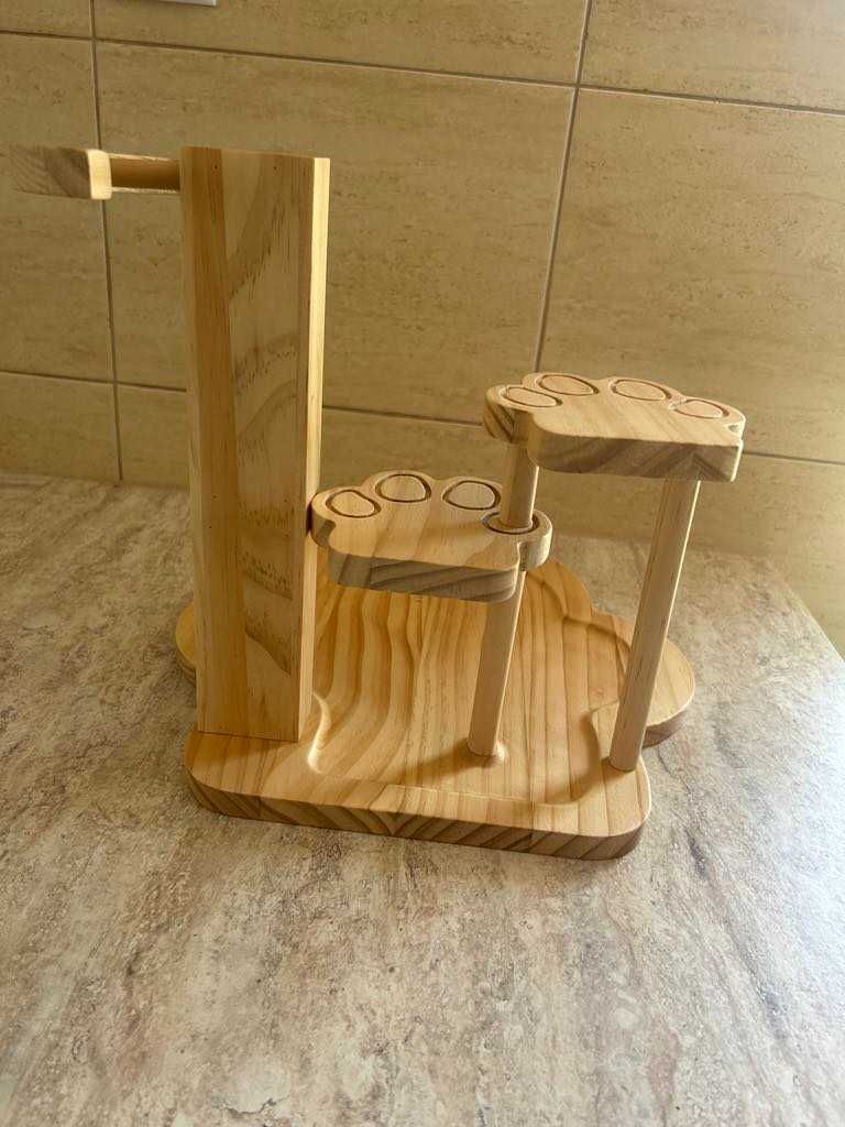 Drewniany organizer na biżuterię w kształcie kota – handmade