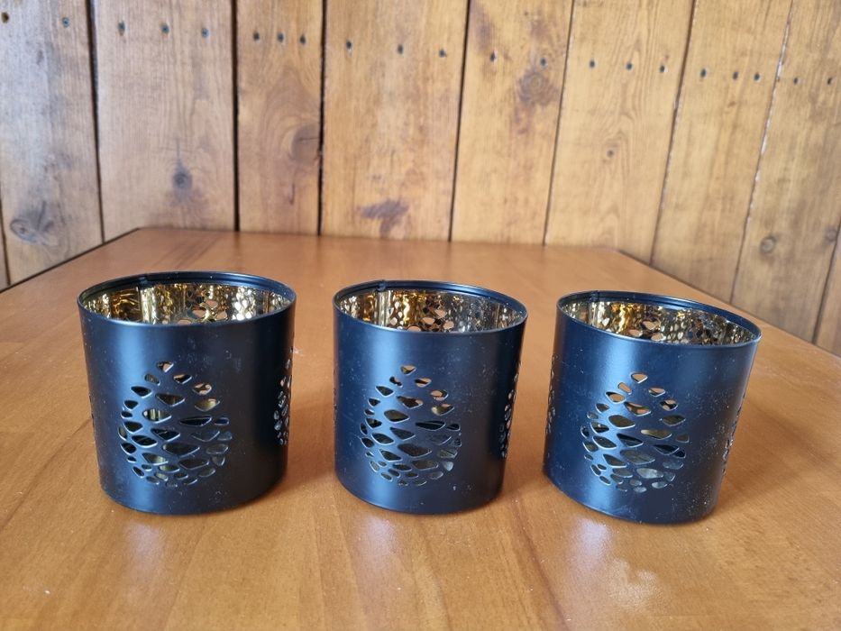 Trzy czarno złote lampiony Ikea