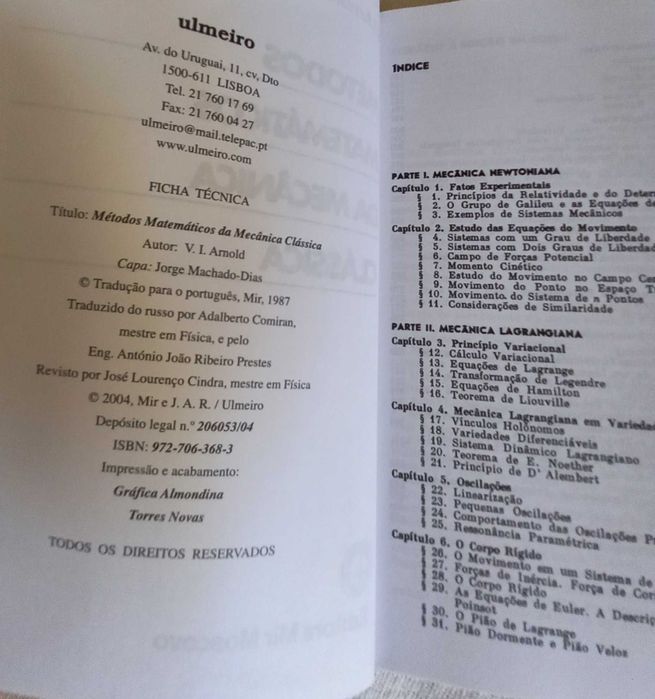 Livro Métodos Matemáticos da Mecânica Clássica