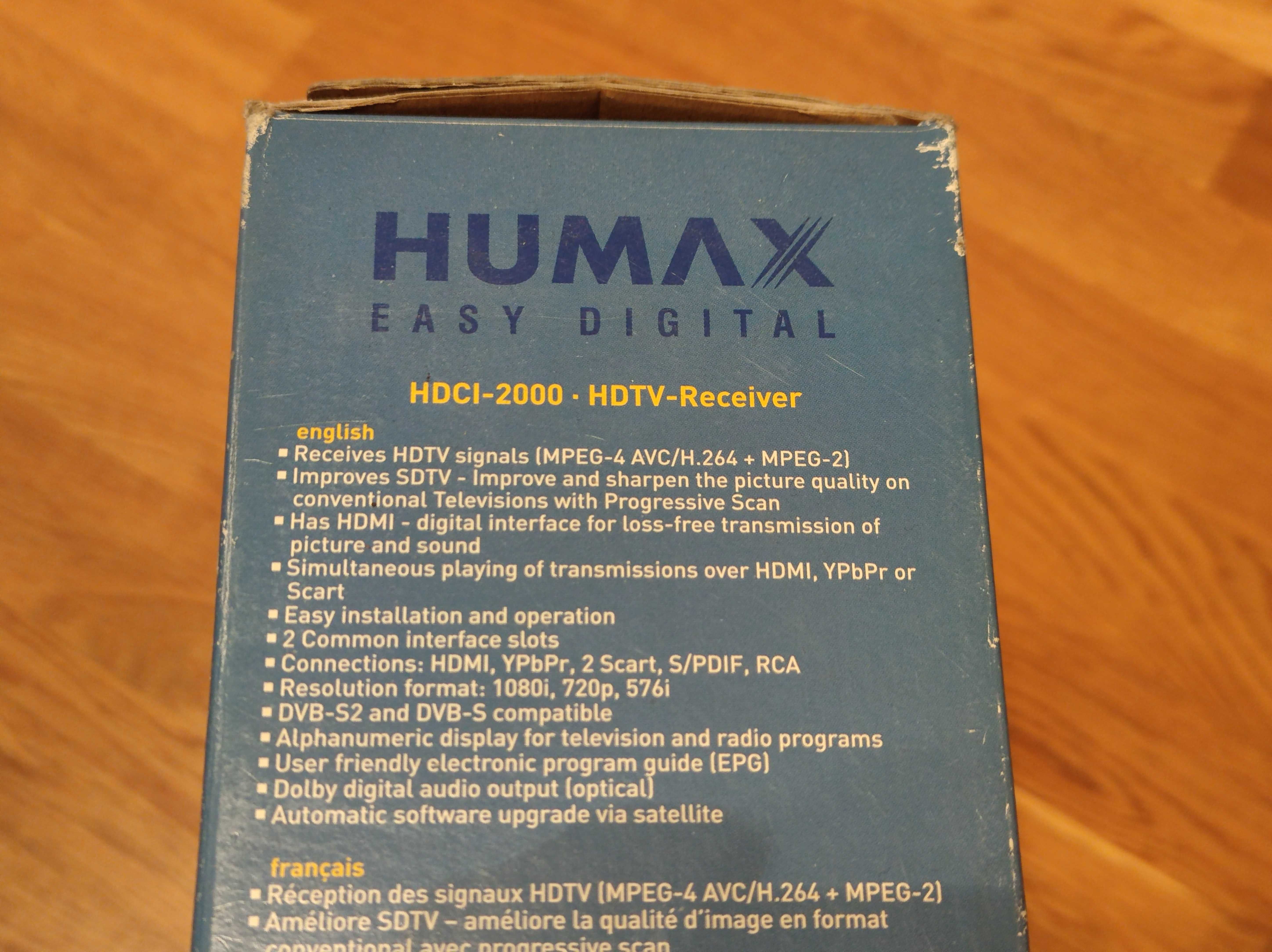 Sprzedam tuner Humax HDCI-2000, HD, HDMI, 1080i, DVB-S, DVB-S2, 2xCI