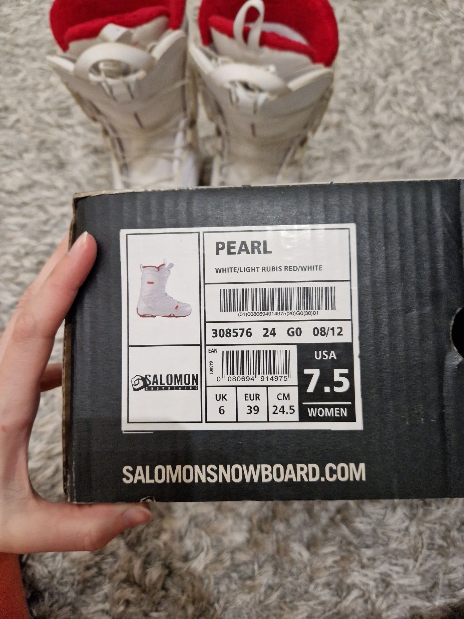 Białoróżowe buty snowboardowe Salomon Pearl 24,5cm/7,5 US/39 EU