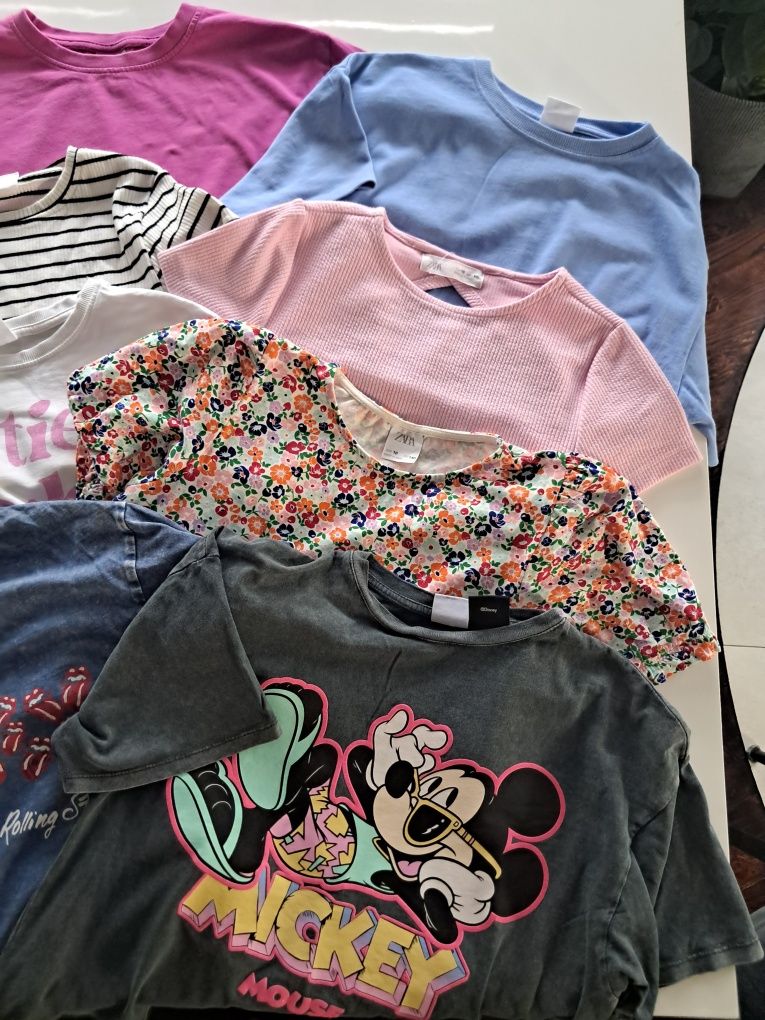 Koszulki T-shirt zestaw 8 sztuk Zara rozmiar 140 dziewczynka