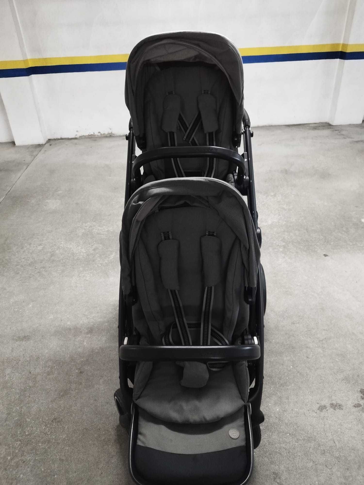 Carrinho duplo Gazelle S, com duas cadeiras cinzento escuro