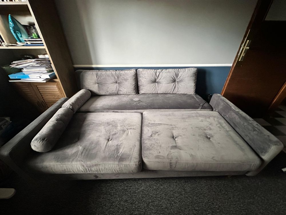 Sofa rozkładana 3 osobowa z funkcją spania szara