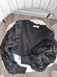 Sweter kaszmir wiskoza wełna róże 3d kwiaty tiul rękawy czarny