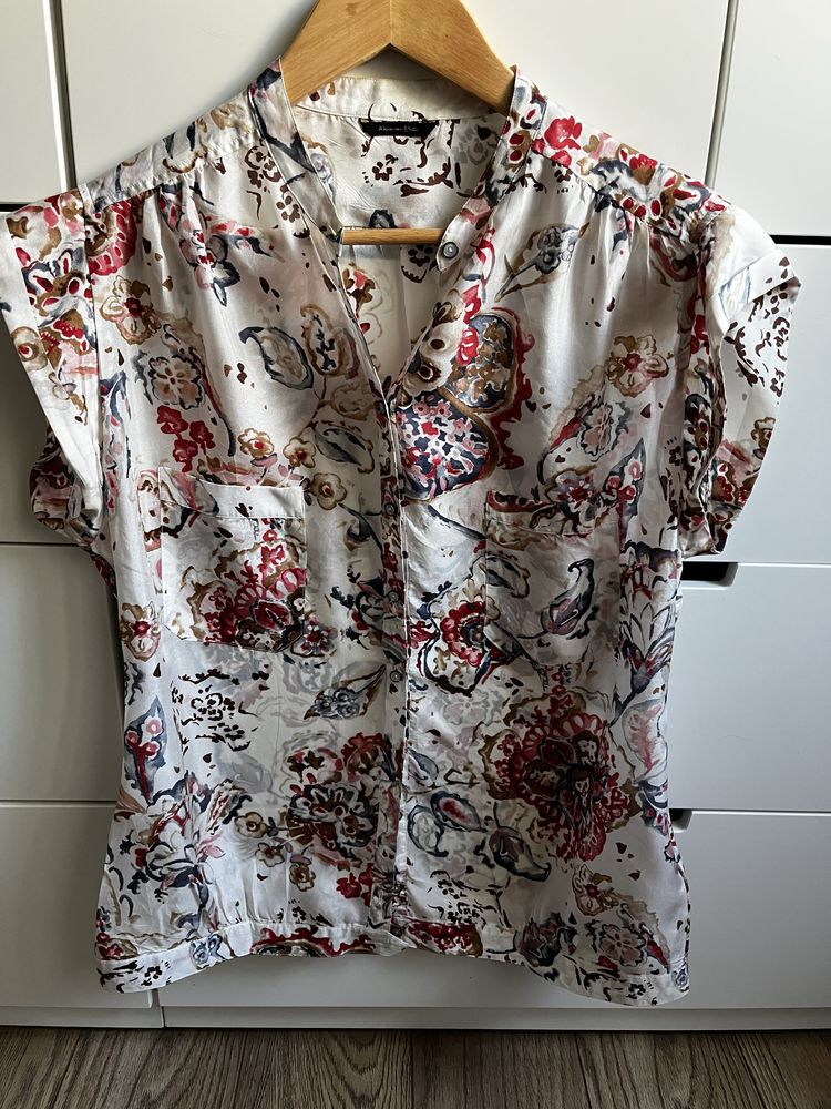 100% jedwab jedwabna koszula bluzka Massimo Dutti S/M w kwiaty boho