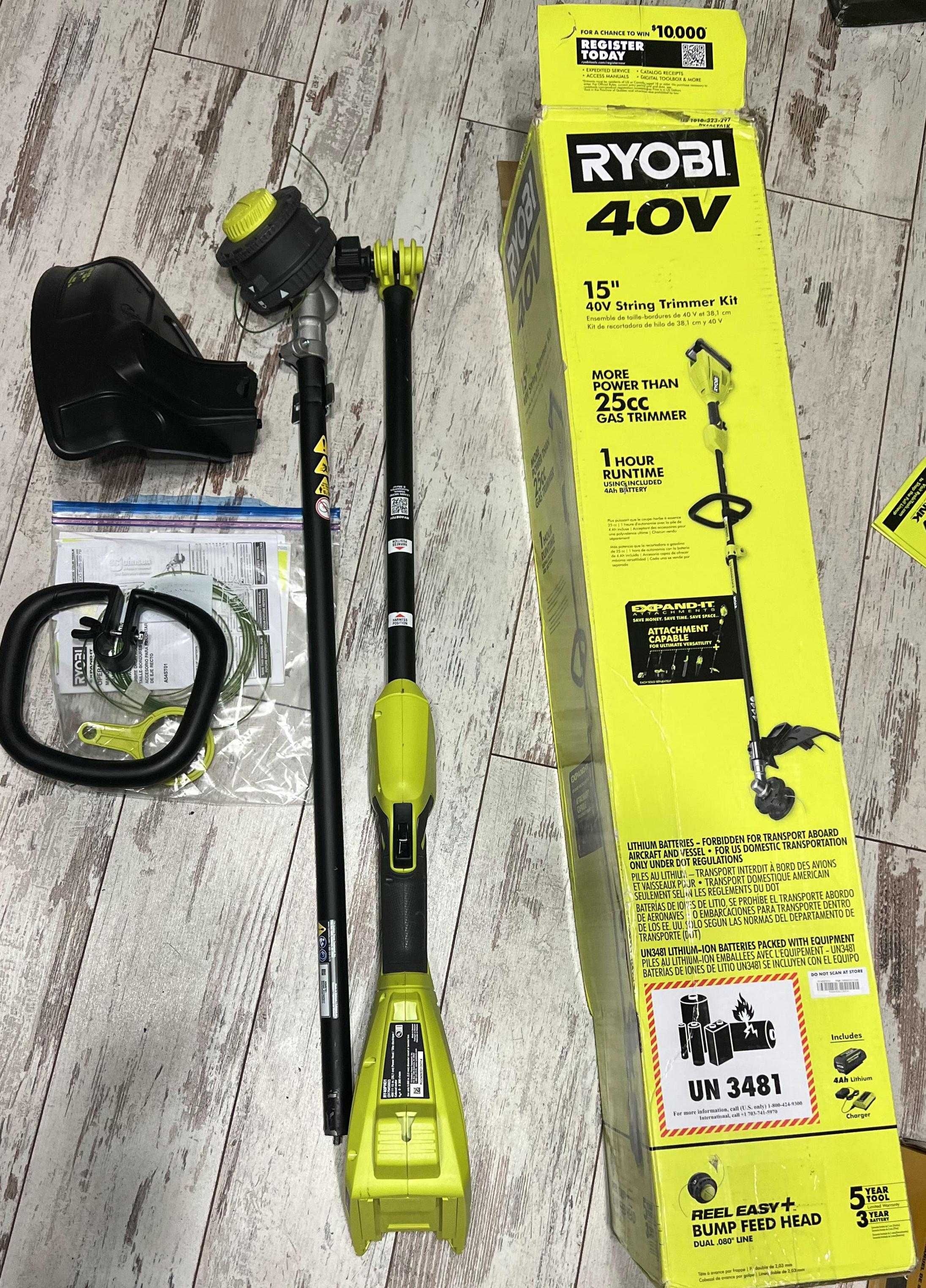Безщітковий бездротовий потужний тример 40В Ryobi ry40st01k з США