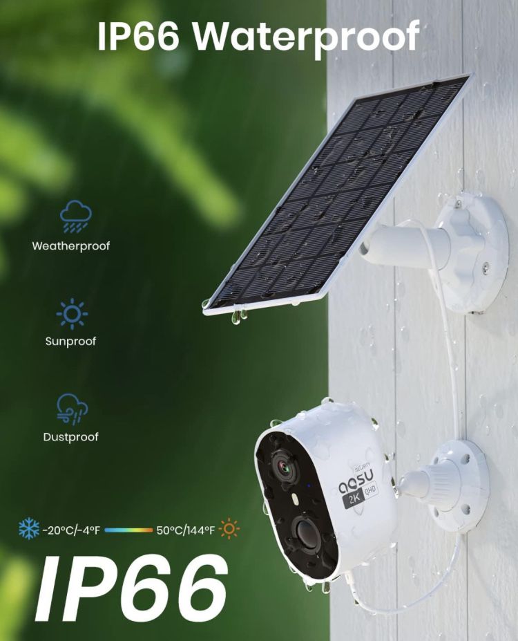 AOSU Bezprzewodowa kamera solarna na zewnątrz 2K