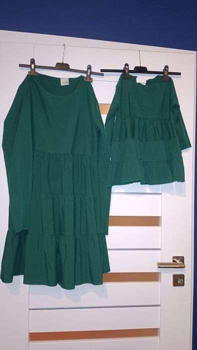 Pakuten sukienki mama i córka zielone S-M/98-104