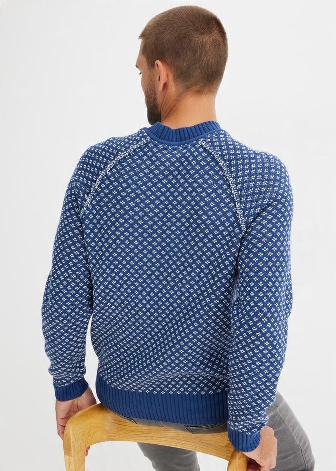 B.P.C niebieski sweter męski we wzory r.XXL