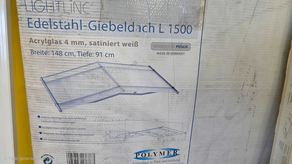 WYPRZEDAŻ! Daszek nad drzwi LIGHTLINE ostatnia sztuka stal nierdzewna