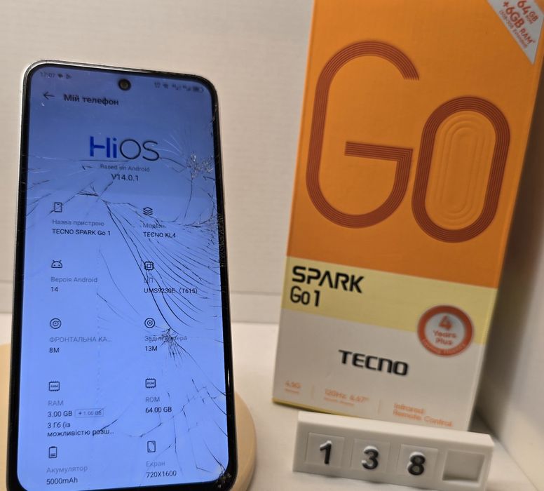 Tecno Spark Go 1  3+3/64Gb  з дефектом