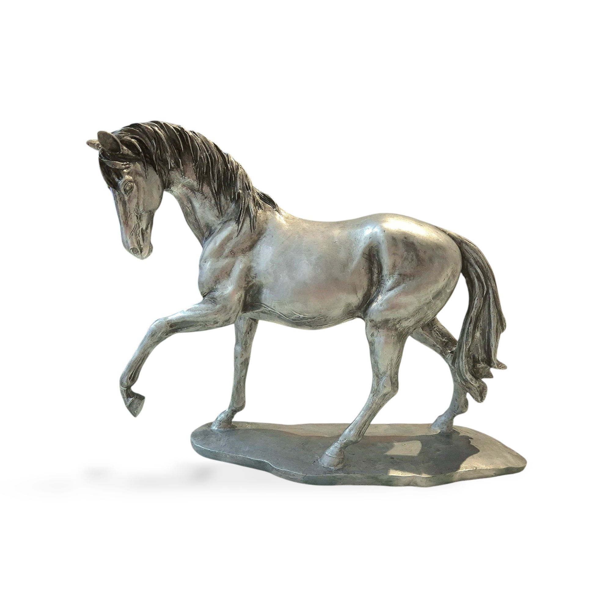 Cavalo em Resina (Marfinite) pintado a prata