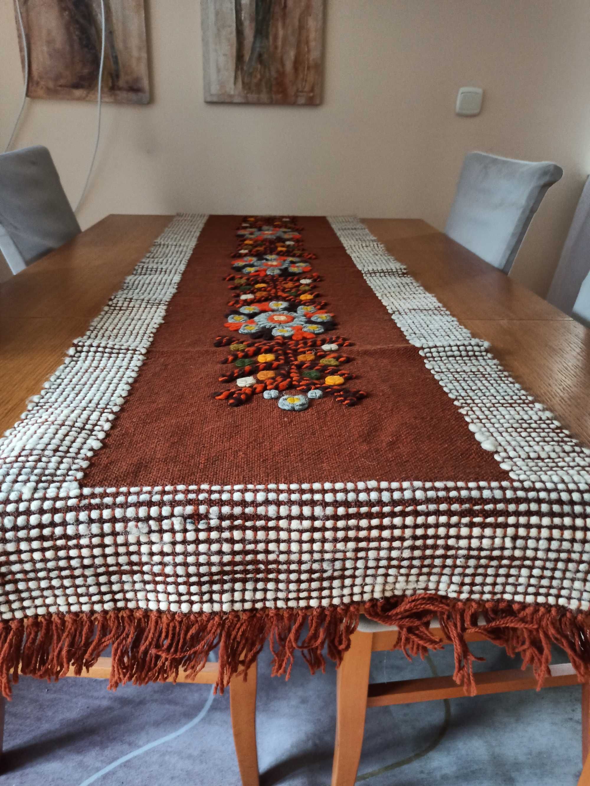 Piękny obrus wełna Cepelia makata kilim