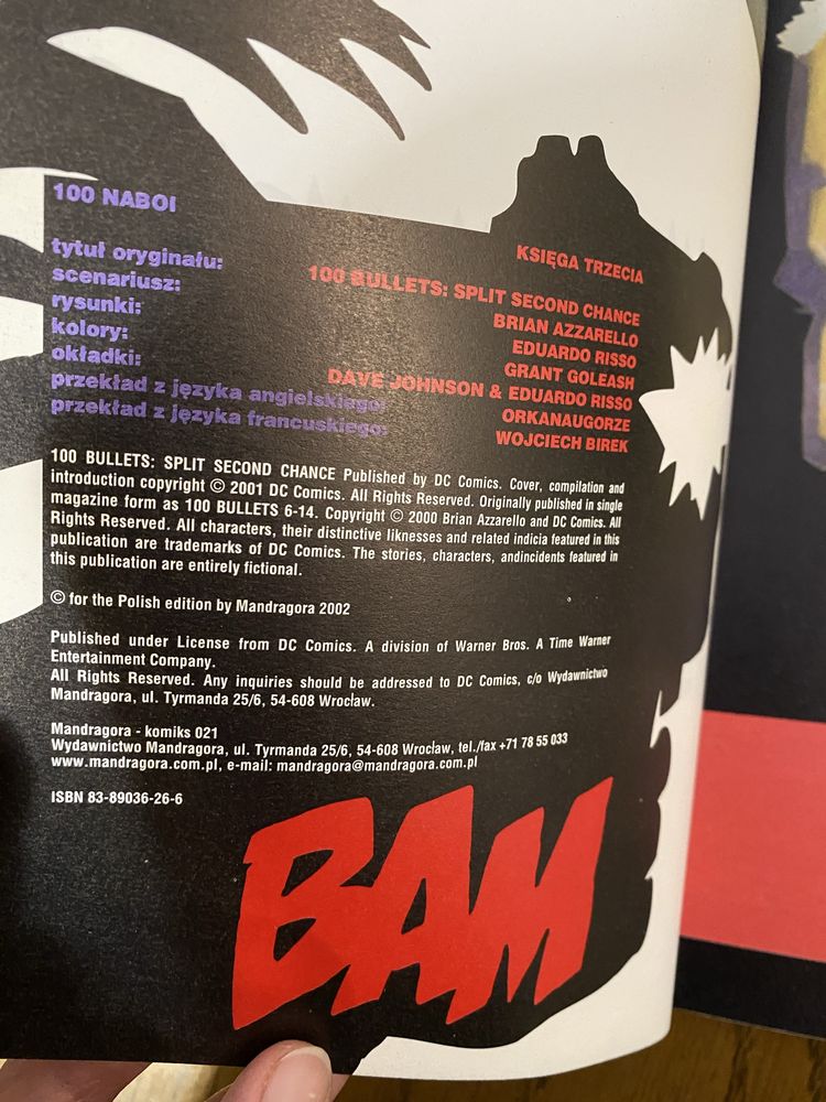 100 naboi #2 #3 Cień drugiej szansy #1 #2 Brian Azzarello Risso 2002