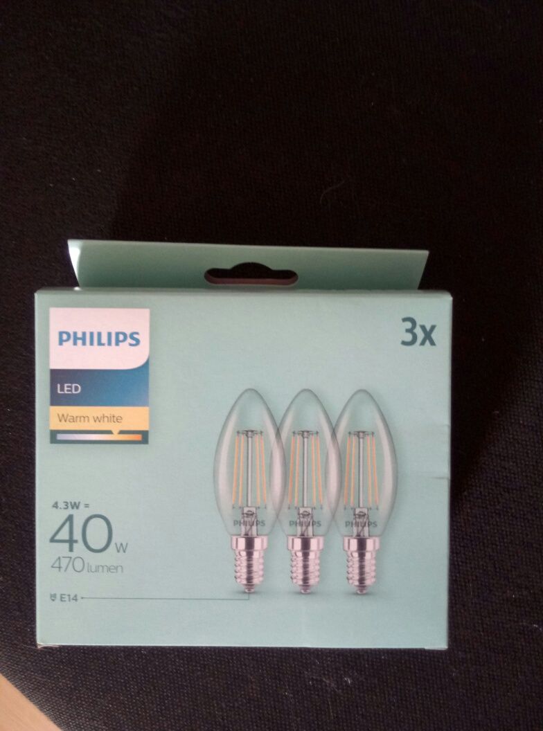 Zestaw 3X żarówka LED PHILIPS E14 4,3W 40W