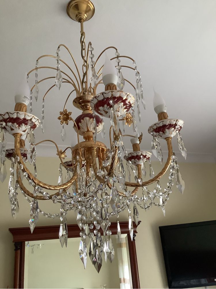 Candeeiro em cristal com louca de limoges