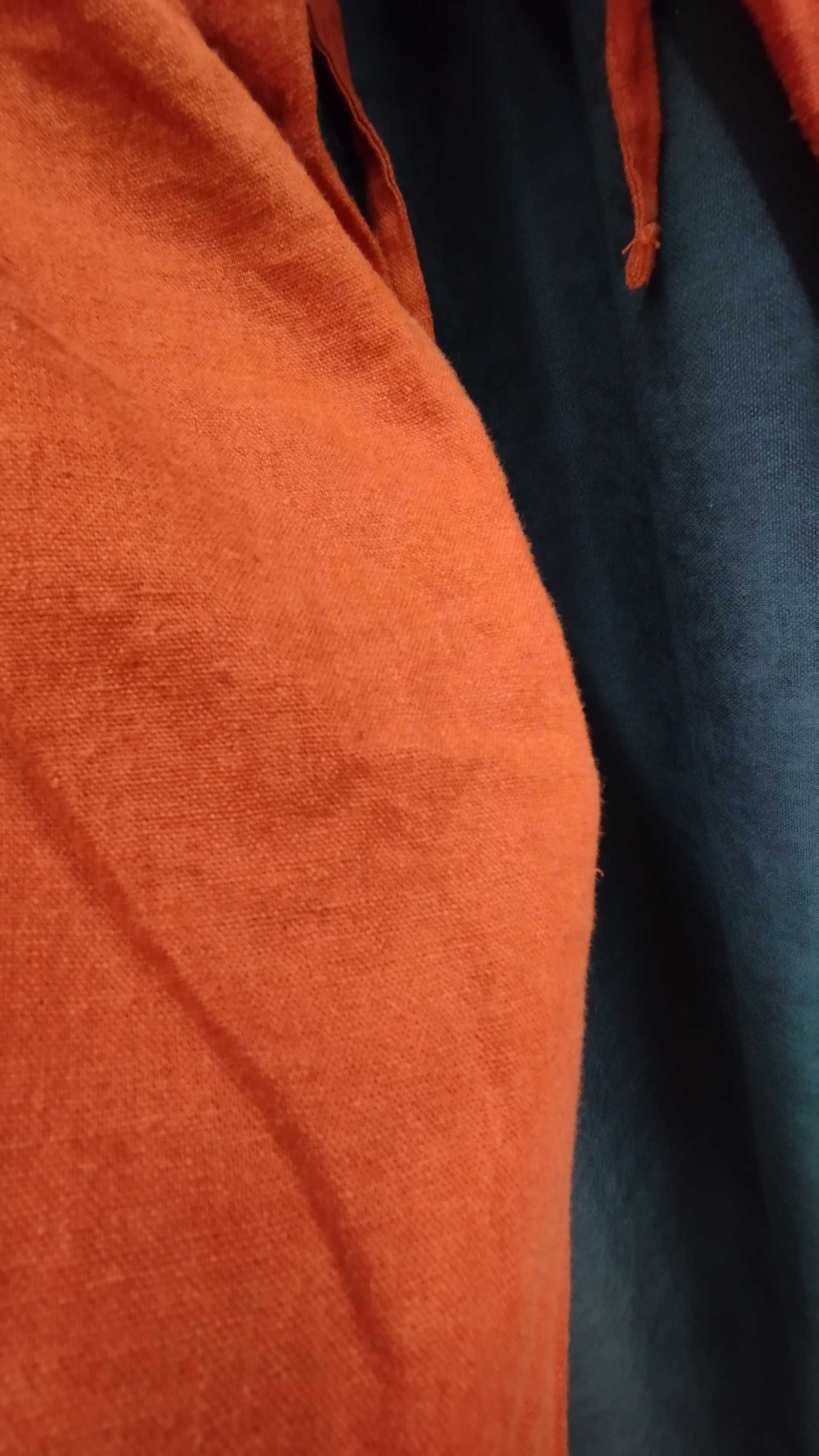 Нові капрі льон віскоза 38 штані теракот брюки помаранчеві