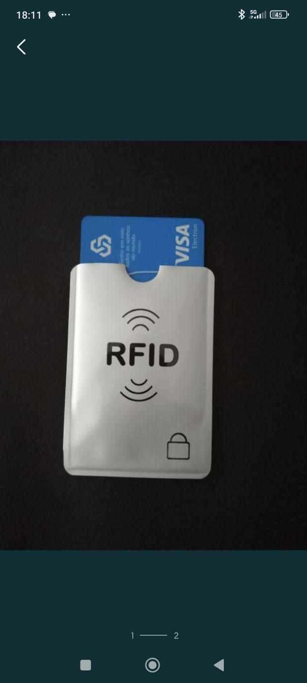 Bolsa protetora de cartões contactless - RFID