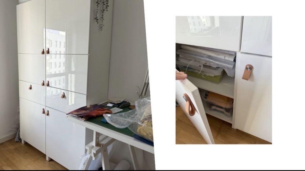 Móvel IKEA modular – branco lacado, BESTÅ  , puxadores ÖSTERNÄS