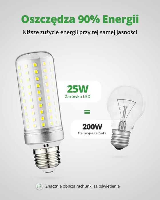 Zestaw 3 × HOMEOW E27 LED 25 W (2500 lm), 6000 K – oszczędność energii