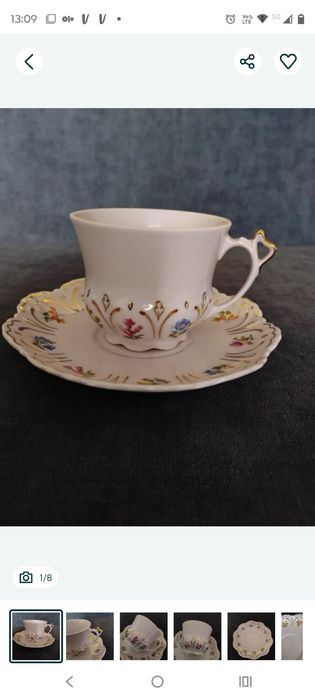 4 filiżanki różowa porcelana