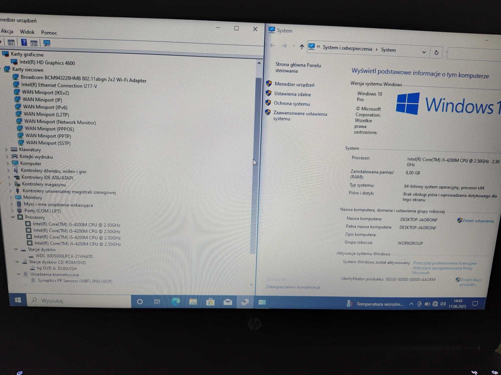 LAPTOP | HP ProBook 650 G1 | i5-4200M | 8GB 500HDD Win10 15,6" | FV23