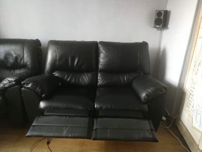 Диван шкіряний реклайнер, кресло реклайнер, пуф