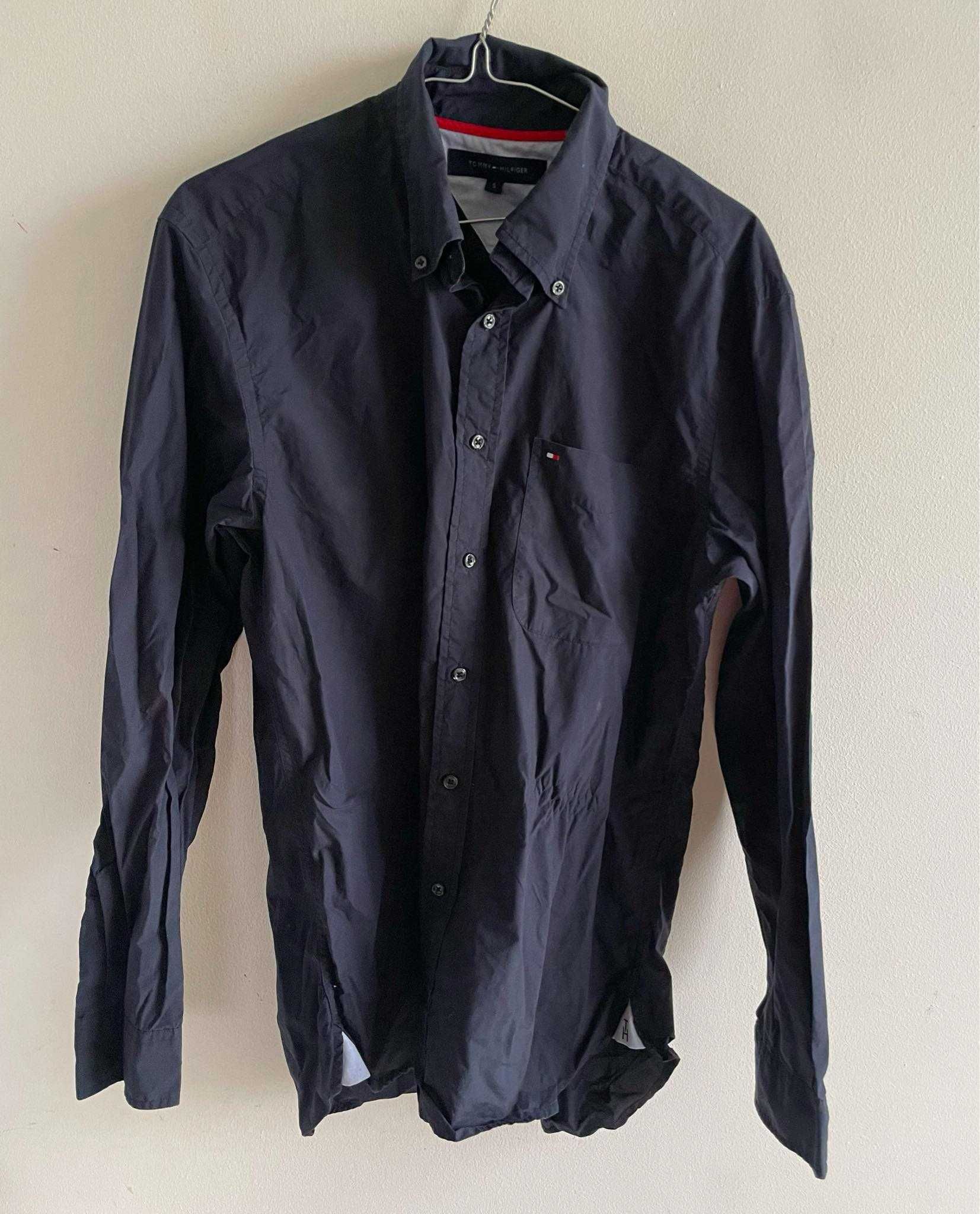 Tommy Hilfiger koszula męska granatowa S / M z kołnierzem