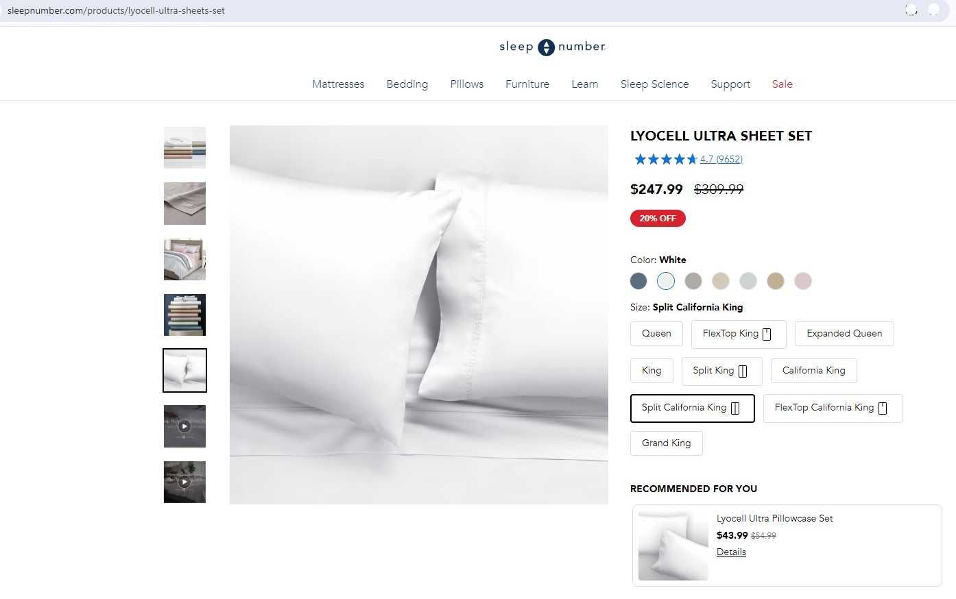 комплект постельного белья Sleep Number Lyocell California King