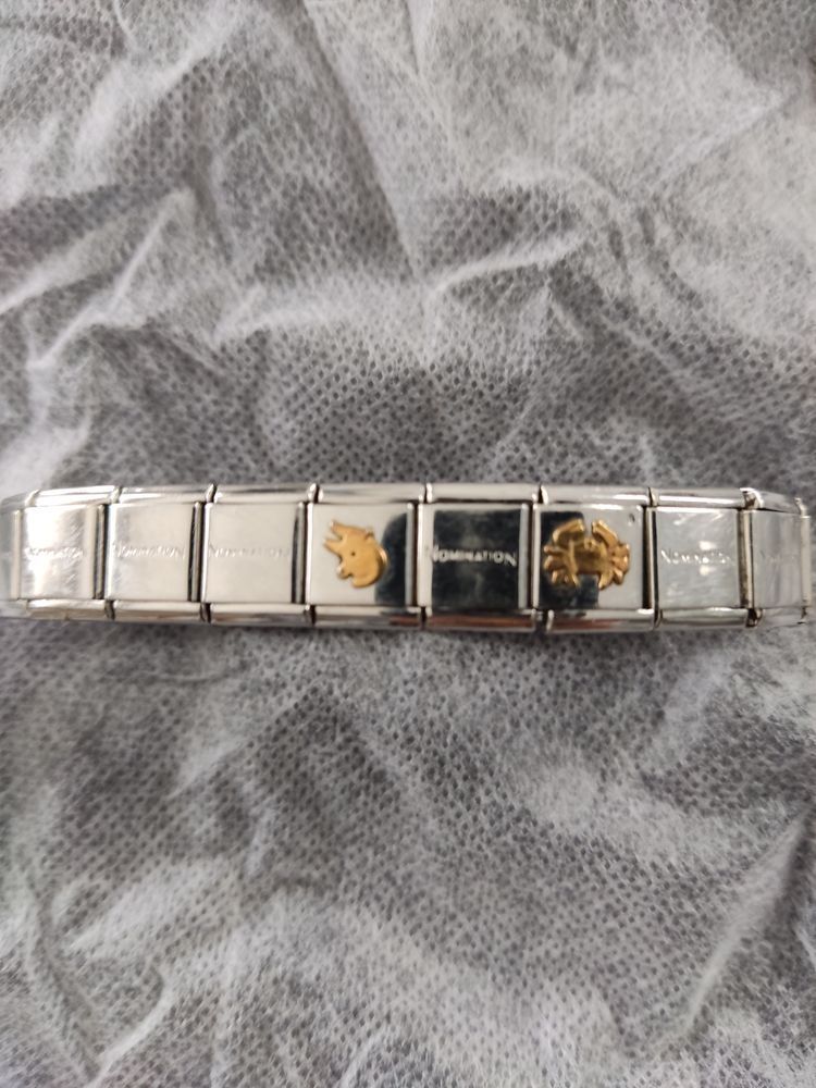 Pulseira nomination com duas peças em ouro
