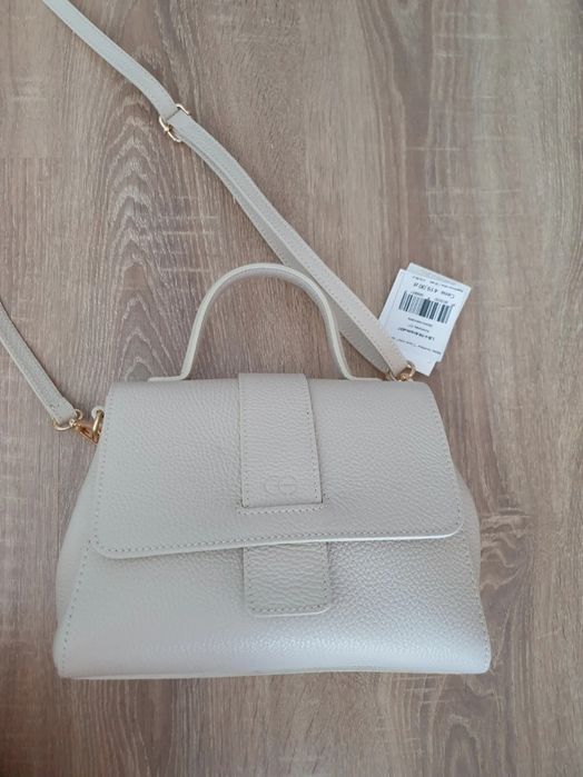 Torebka skórzana damska listonoszka kremowa, nowa, Cholewinski