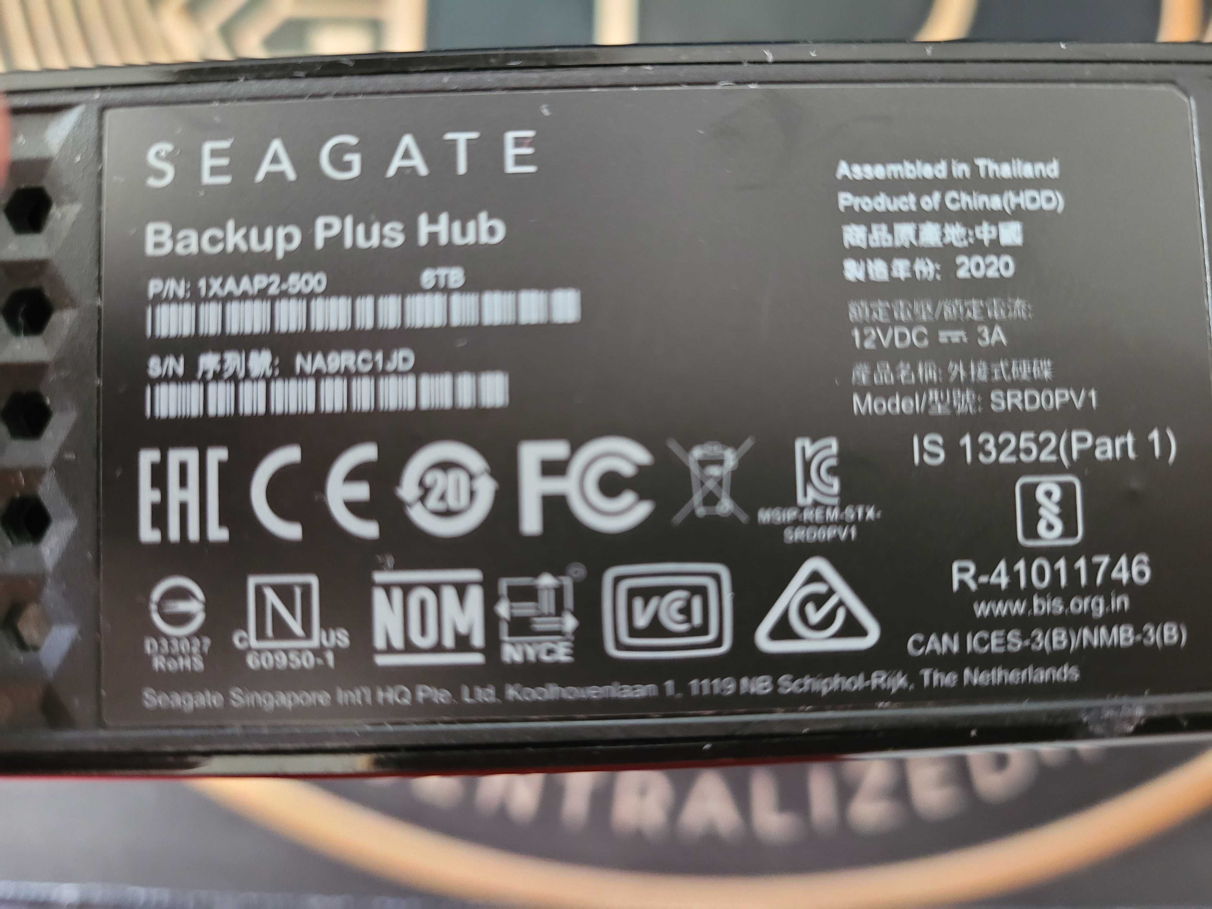 Dysk zewnętrzny Seagate 6TB USB Backup Plus Hub