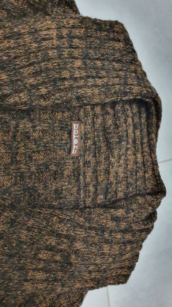 Bolerko Sweterek Sweter brązowy czarny Bolero S 36, M, 38