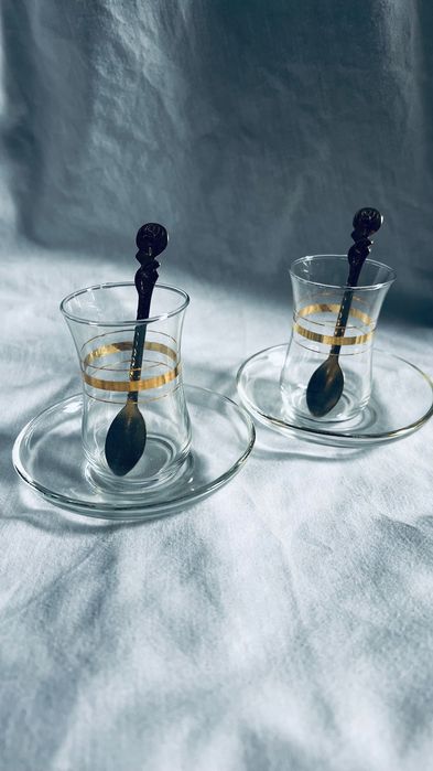 Zestaw do kawy po turecku grecku herbaty vintage PRL