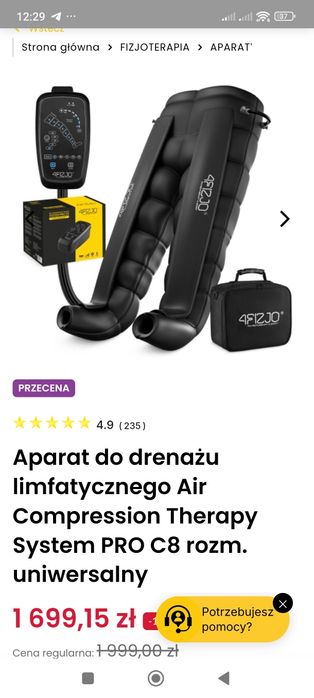 Presoterapia drenaż limfatyczny boa 4Fizjo 8 komór model pro c8