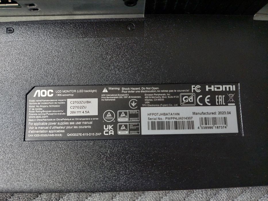 Monitor aoc 27 cali uszkodzony na części