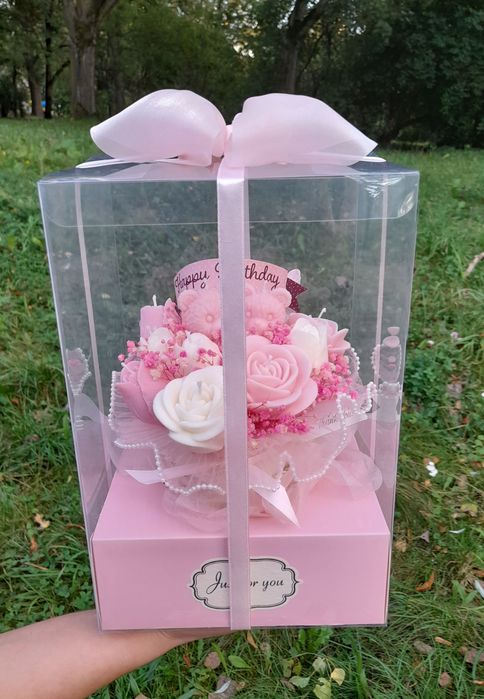 Flower box ze świec sojowych/box prezentowy