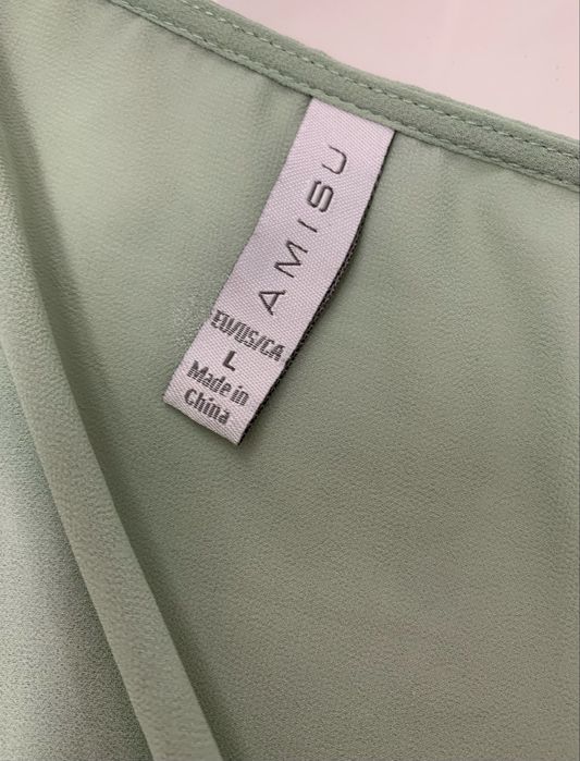 Bluzka mietowa z szyfonu bufiaste rekawy boho romantyczna na lato 40