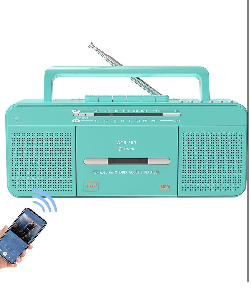 Przenośny odtwarzacz kasetowy z Bluetooth, USB